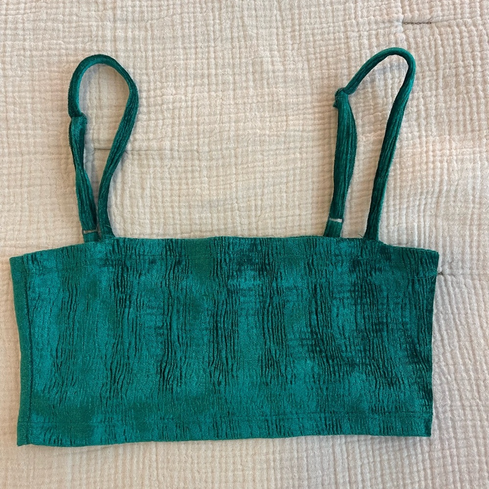 Dark green velvet bandeau top - urban outfitters